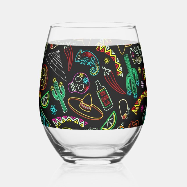 Aztec Eagle Warrior Tribal Alte Kunst Weinglas Ohne Stiel (Vorderseite)