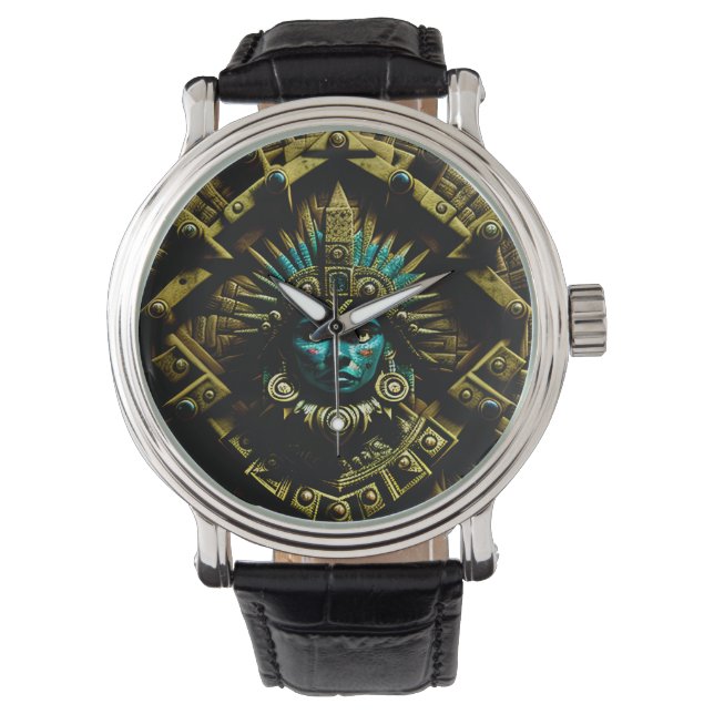Aztec-Entwurfsmuster Zwei Armbanduhr (Vorderseite)