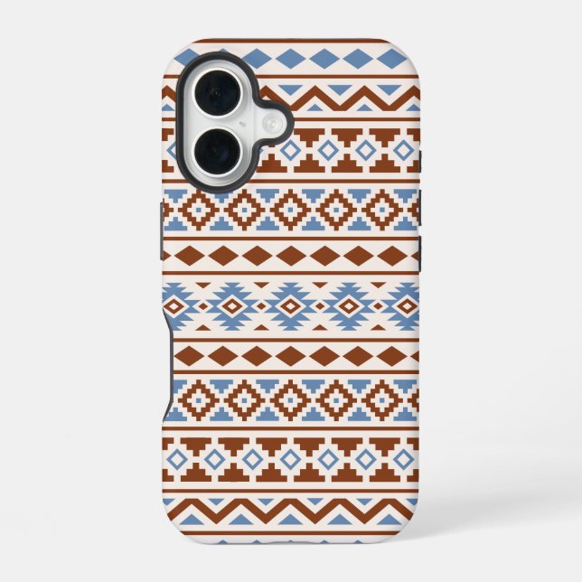 Aztec Essence Muster II Rust Blue Creme iPhone 16 Hülle (Rückseite)