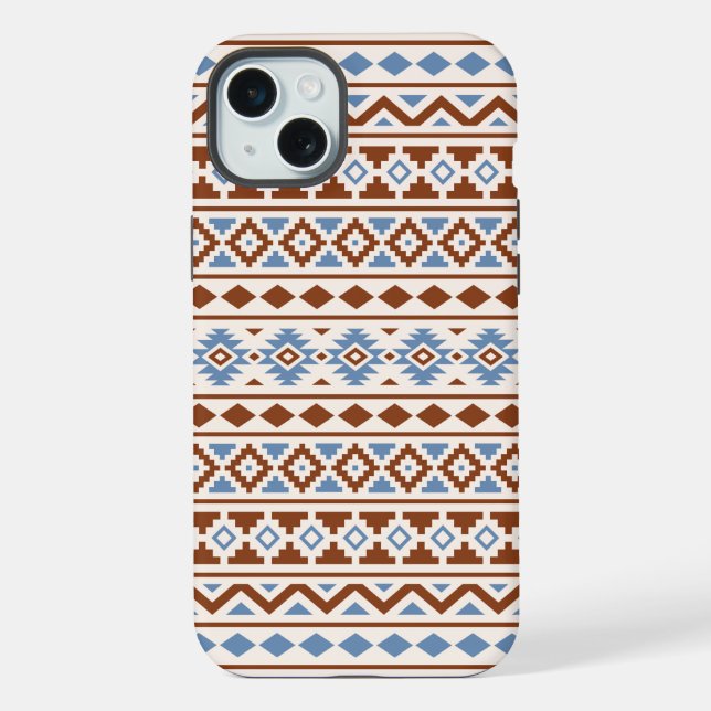 Aztec Essence Muster II Rust Blue Creme iPhone Hülle (Rückseite)