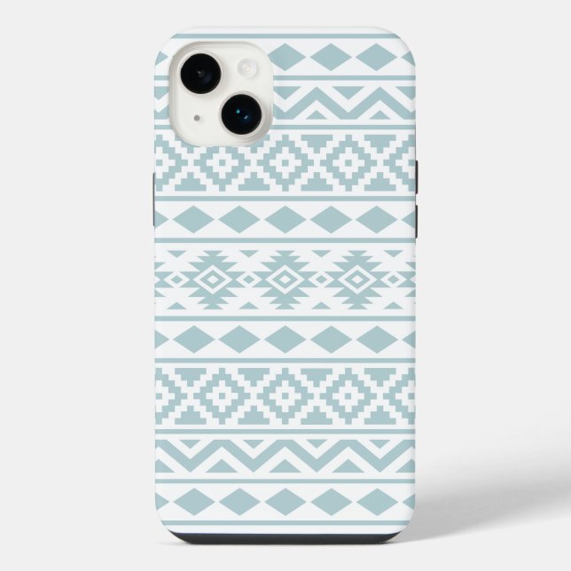 Aztec Essence Ptn III Duck Egg Blue auf Weiß iPhone Hülle (Rückseite)
