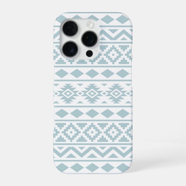 Aztec Essence Ptn III Duck Egg Blue auf Weiß iPhone Hülle (Rückseite)