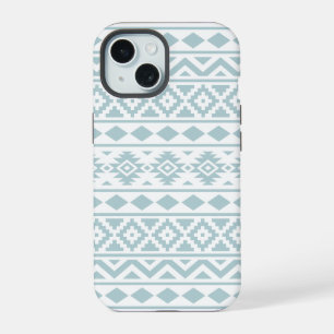 Aztec Essence Ptn III Entenei-Blau auf Weiß iPhone 15 Hülle