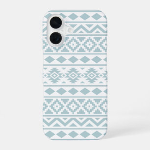 Aztec Essence Ptn III Entenei-Blau auf Weiß iPhone 16 Hülle