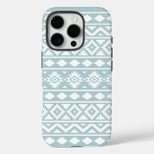 Aztec Essence Ptn III White on Duck Egg Blue iPhone 16 Pro Hülle