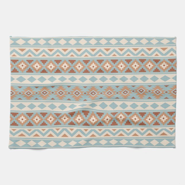 Aztec Essence Ptn IIIb Blue Cream Terracottas Küchentuch (Horizontal)