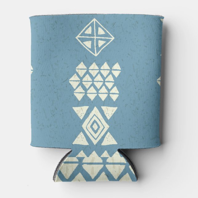 Aztec Ethnic: Blue Geometric Seamless. Dosenkühler (Vorderseite)