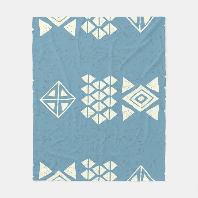 Aztec Ethnic: Blue Geometric Seamless. Fleecedecke (Vorderseite)