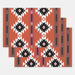 Aztec farbiges geometrisches Muster Geschenkpapier Set