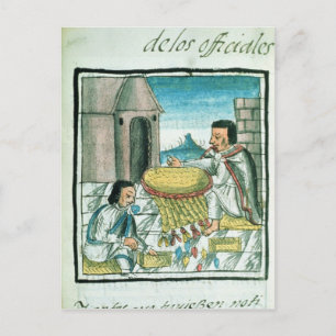Aztec feather artisans work postkarte