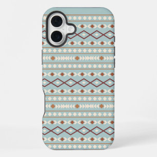 Aztec-Formen-Muster Rost Creme Türkisblau iPhone 16 Plus Hülle