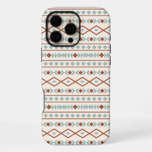 Aztec-Formen-Muster Rost Türkis Creme iPhone 16 Pro Max Hülle