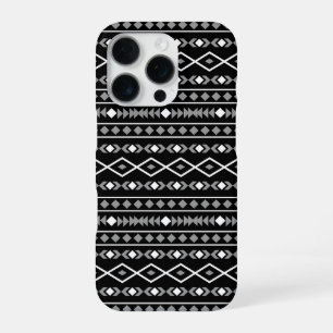 Aztec-Formenmuster Grau Weiß Schwarz iPhone 16 Pro Hülle