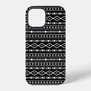 Aztec-Formenmuster Grau Weiß Schwarz iPhone 12 Hülle