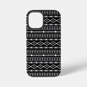 Aztec-Formenmuster Grau Weiß Schwarz iPhone 12 Mini Hülle