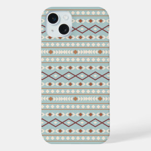Aztec-Formenmuster Rost Creme Türkisblau iPhone 15 Plus Hülle