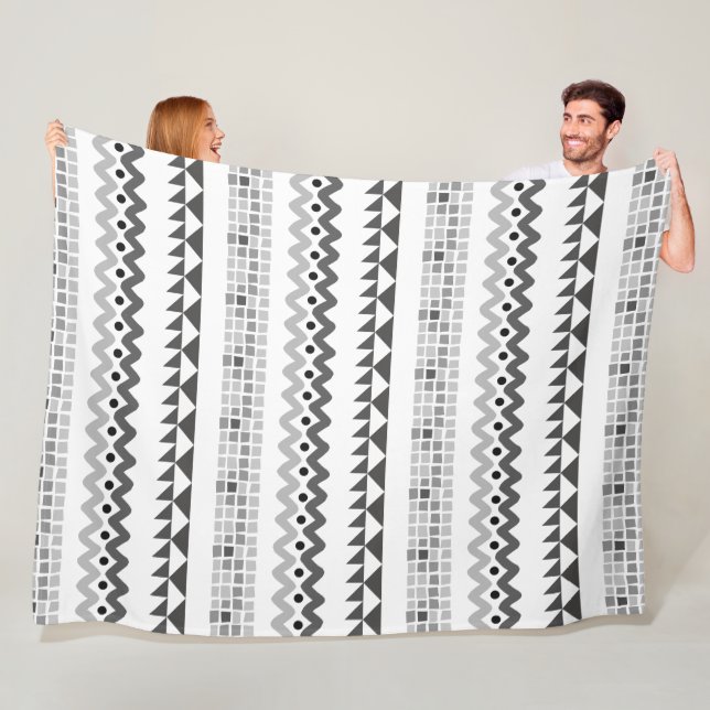 Aztec Geometric Gray Abstraktes Muster Fleecedecke (Beispiel)