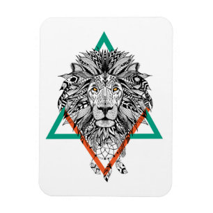 Aztec Geometric Lion Portrait Magnet