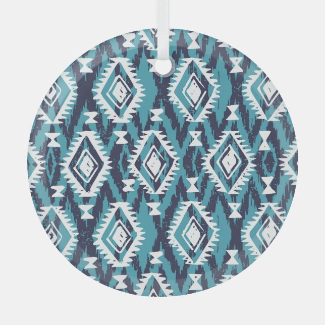 Aztec Geometric Tribal Navajo Print Ornament Aus Glas (Vorderseite)
