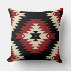 Aztec, geometrisch rot, schwarz und beige kissen