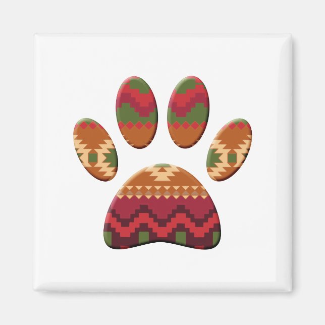 Aztec geometrisches Muster Art Dog Print Magnet (Vorne)