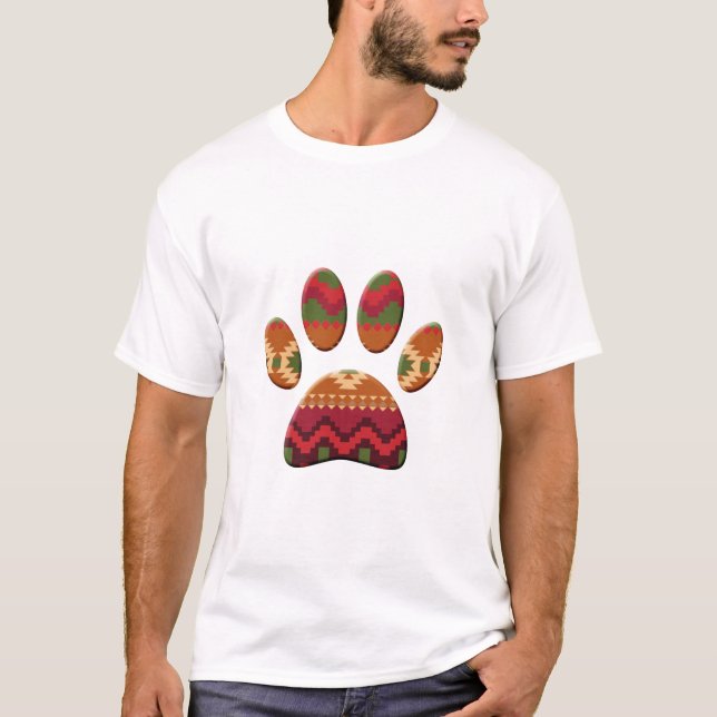 Aztec geometrisches Muster Art Dog Print T-Shirt (Vorderseite)