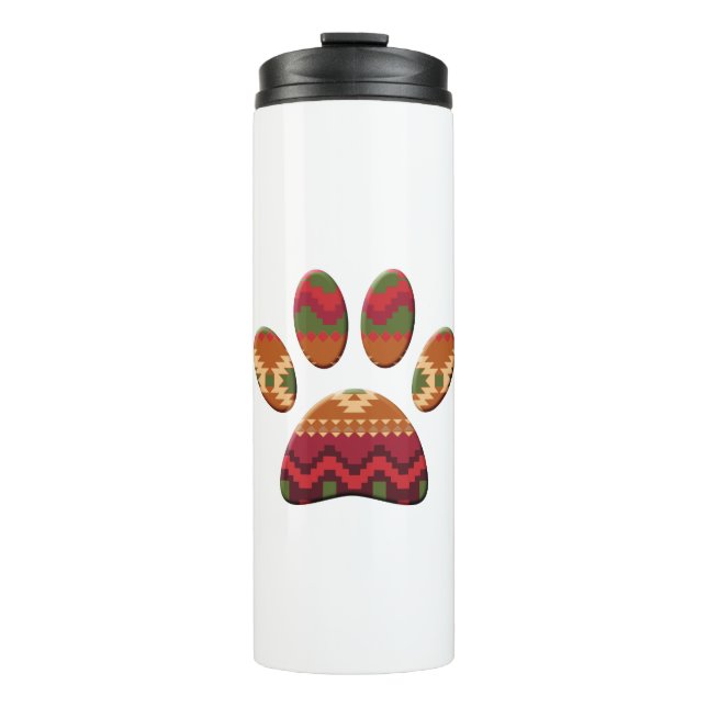 Aztec geometrisches Muster Art Dog Print Thermosbecher (Vorderseite)