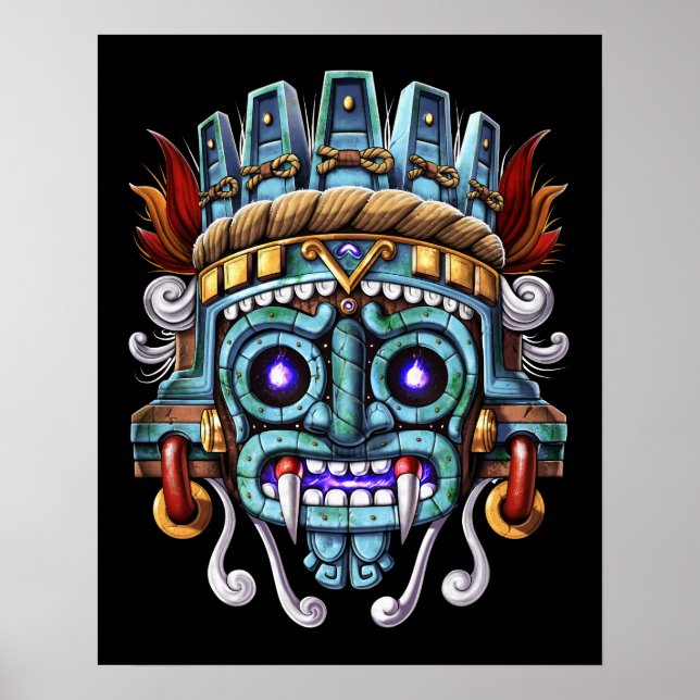 Aztec God Tlaloc Mask Poster (Vorne)