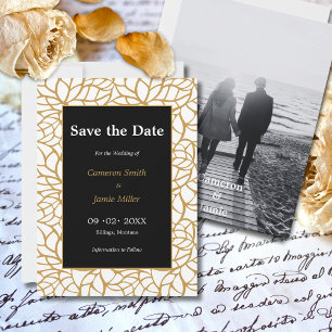 Aztec Gold Color Foliage Kontur Save the Date Einladung