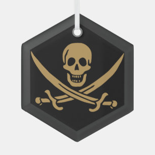 Aztec Gold Schädelschwert Pirat Calico Jack Ornament Aus Glas