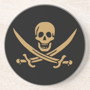 Aztec Gold Skull & Cutlass Pirat Calico Jack Getränkeuntersetzer