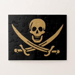Aztec Gold Skull & Cutlass Pirat Calico Jack Puzzle