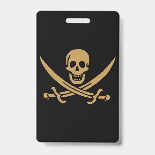 Aztec Gold Skull & Cutlass Pirate Calico Jack Ausweis