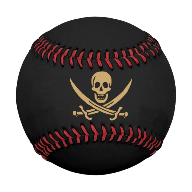 Aztec Gold Skull & Cutlass Pirate Calico Jack Baseball (Vorderseite)