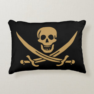 Aztec Gold Skull & Cutlass Pirate Calico Jack Dekokissen