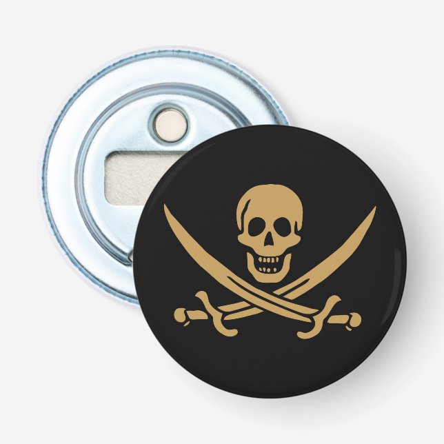 Aztec Gold Skull & Cutlass Pirate Calico Jack Flaschenöffner (Vorderseite)