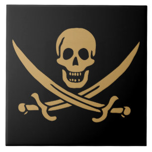 Aztec Gold Skull & Cutlass Pirate Calico Jack Fliese