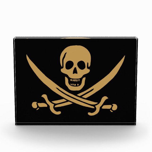 Aztec Gold Skull & Cutlass Pirate Calico Jack Fotoblock (Vorderseite)