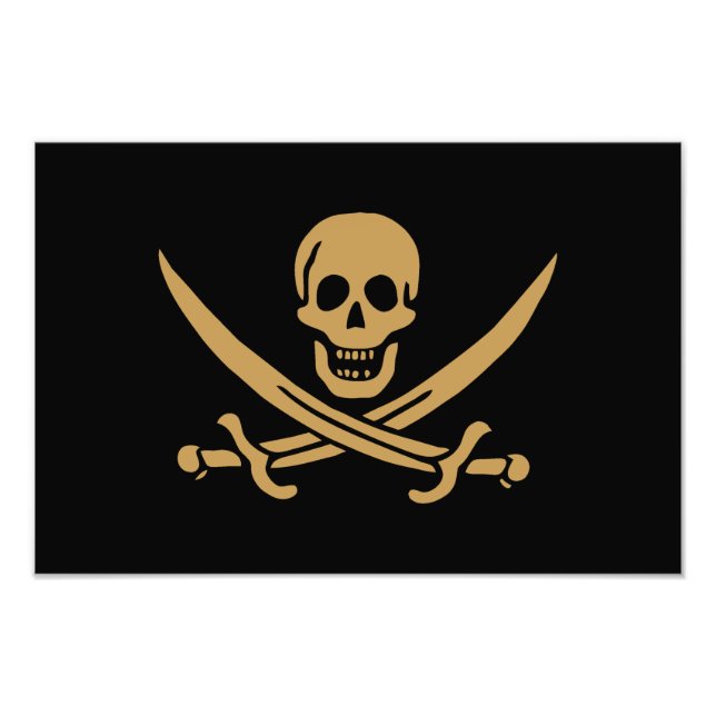 Aztec Gold Skull & Cutlass Pirate Calico Jack Fotodruck (Vorne)