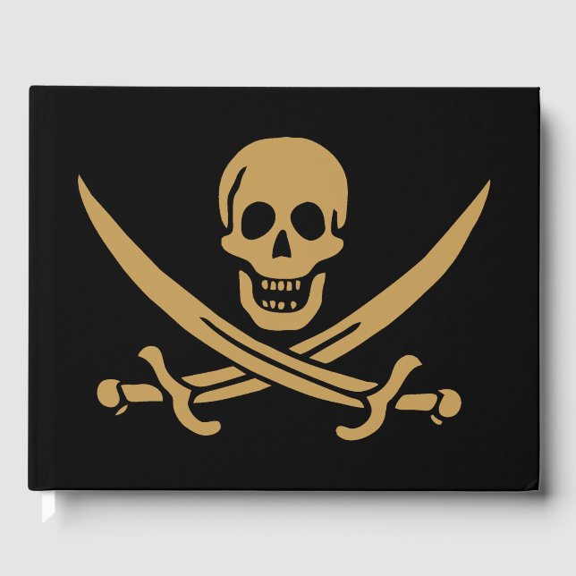 Aztec Gold Skull & Cutlass Pirate Calico Jack Gästebuch (Vorderseite)