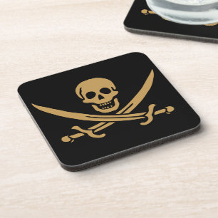 Aztec Gold Skull & Cutlass Pirate Calico Jack Getränkeuntersetzer