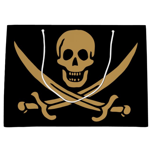 Aztec Gold Skull & Cutlass Pirate Calico Jack Große Geschenktüte (Vorderseite)