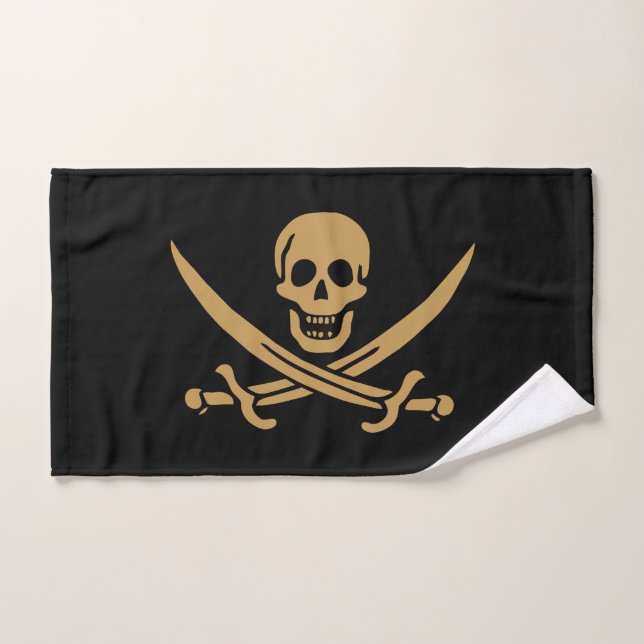 Aztec Gold Skull & Cutlass Pirate Calico Jack Handtuch (Handtuch)