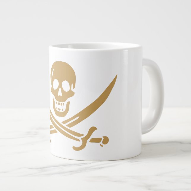 Aztec Gold Skull & Cutlass Pirate Calico Jack Jumbo-Tasse (Vorderseite Rechts)