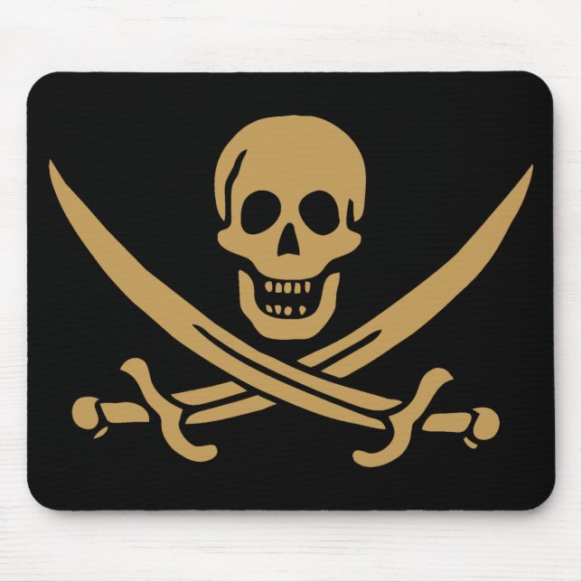 Aztec Gold Skull & Cutlass Pirate Calico Jack Mousepad (Vorne)