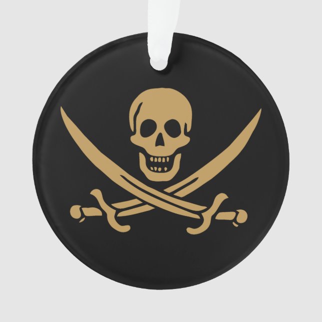 Aztec Gold Skull & Cutlass Pirate Calico Jack Ornament (Vorderseite)