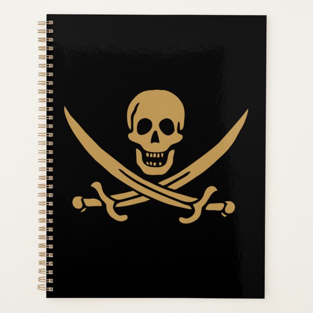 Aztec Gold Skull & Cutlass Pirate Calico Jack Planer (Vorderseite)