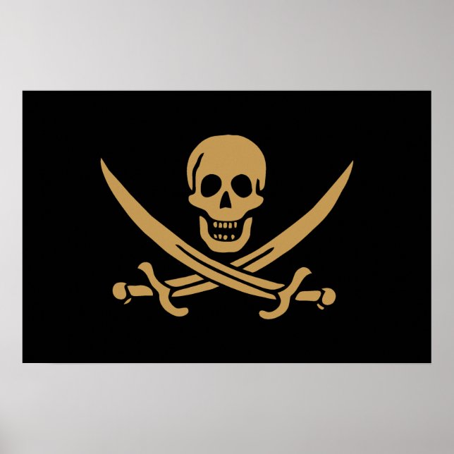 Aztec Gold Skull & Cutlass Pirate Calico Jack Poster (Vorne)