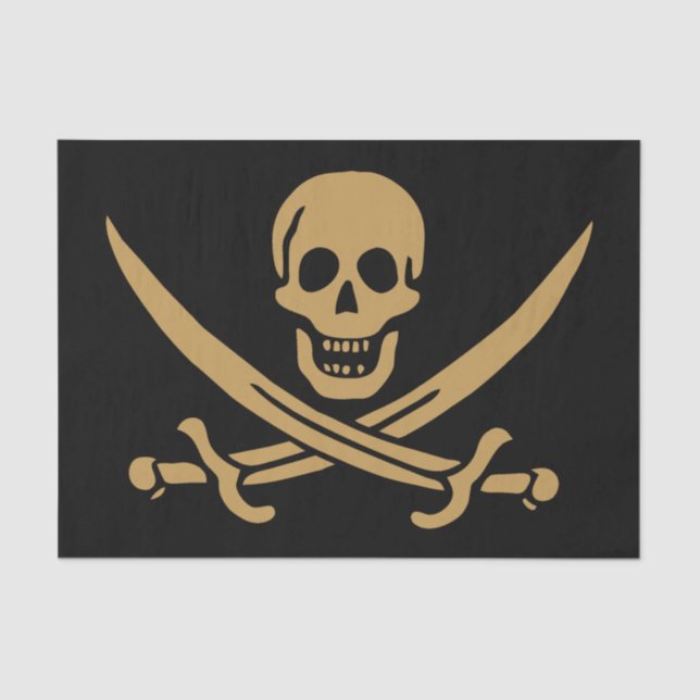 Aztec Gold Skull & Cutlass Pirate Calico Jack Seidenpapier (Vorderseite)