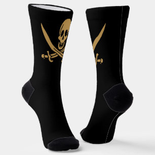 Aztec Gold Skull & Cutlass Pirate Calico Jack Socken